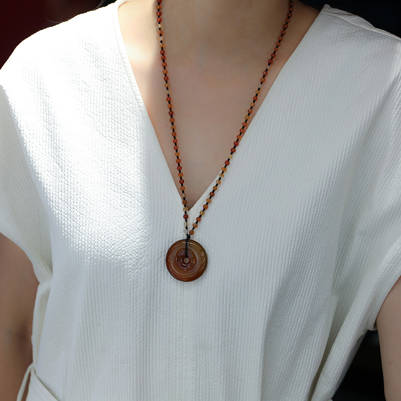 Women's Natural Carnelian Necklace with Safety Clasp